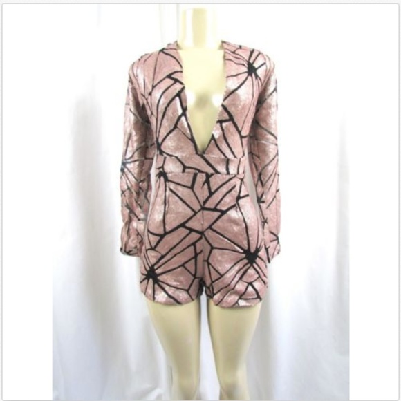 Charlotte Russe Pants - Charlotte Russe Rose Gold Sequin Romper